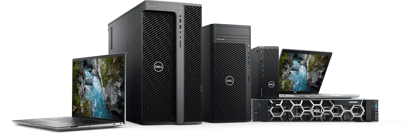 Equipos Dell, servidores y laptops para soluciones empresariales.