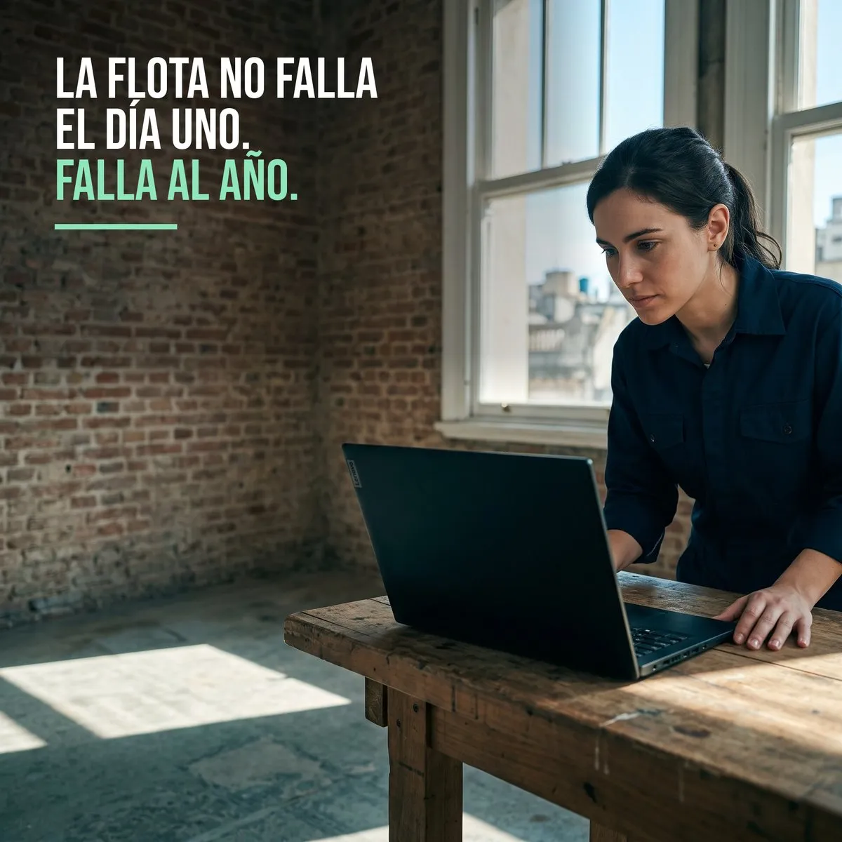 Técnica de IT revisando una notebook corporativa abierta sobre un banco de trabajo